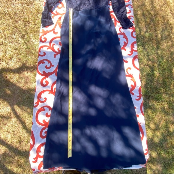 Dessy Collection Long Sleeve Lace Gown Navy - Picture 8 of 13